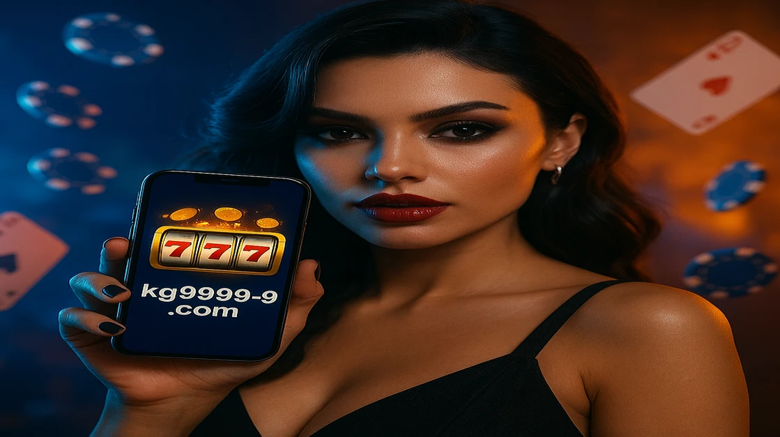 একটি সুন্দরী নারী, ঝলমলে সোনালি পোশাকে, একটি স্মার্টফোন ধরে যেখানে উজ্জ্বল লাল 'লগইন' স্ক্রিন দেখা যায়, চারপাশে সোনা-আলোক ও কয়েনের বর্ষণ ছড়িয়ে রয়েছে, kg99999-এ আপনাকে স্বাগত জানাচ্ছে।